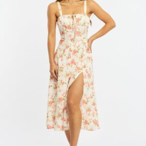 Pink Floral Midi Dress