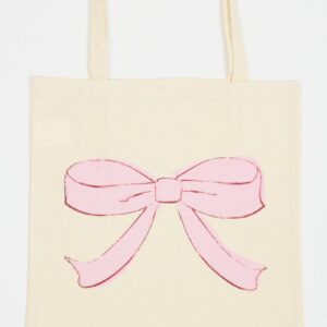 Pink Print Tote Bag Printed Bow Croquettecore