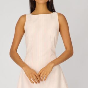 Pink Stripe Mini Dress Boat Neck