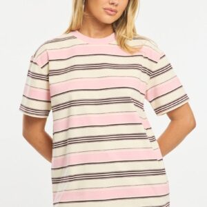 Pink Stripe Oversized Tee Short Sleeve
