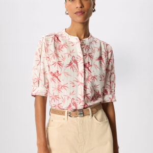Pink Tropical Bird Textured Shirt