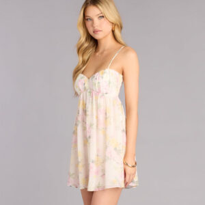 Windsor Plans In Bloom Floral Chiffon Babydoll Dress Plans In Bloom Floral Chiffon Babydoll Dress