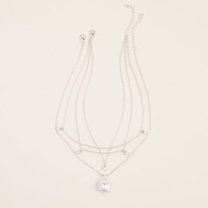 Plans in Layers Rhinestone Pendant Necklace