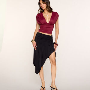 Windsor Plans in Motion Ruched Asymmetrical Midi Skirt Plans in Motion Ruched Asymmetrical Midi Skirt