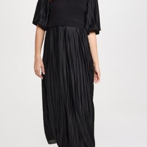 Pleated Mix Media Maxi Dress