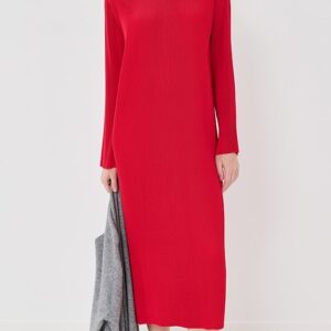 Plisse Midi Dress