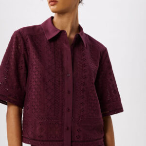Plum Broderie Cotton Shirt