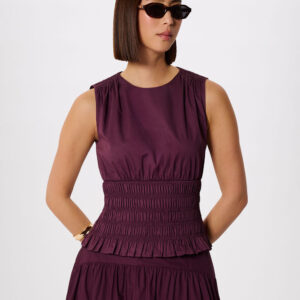 Plum Cotton Shirred Tank