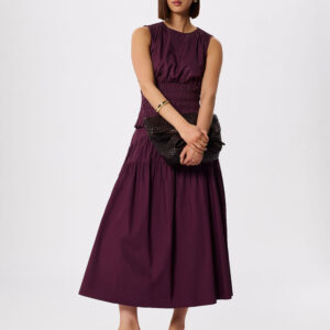 Plum Tier Hem Cotton Skirt