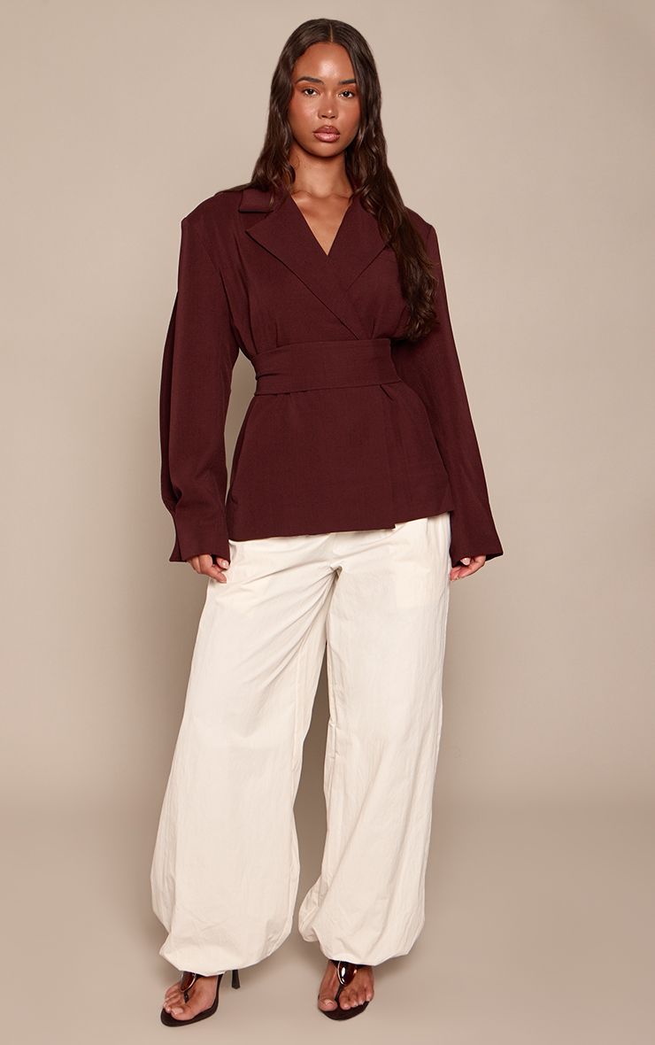 Plum Wrap Detail Blazer | PrettyLittleThing Australia - Image 3