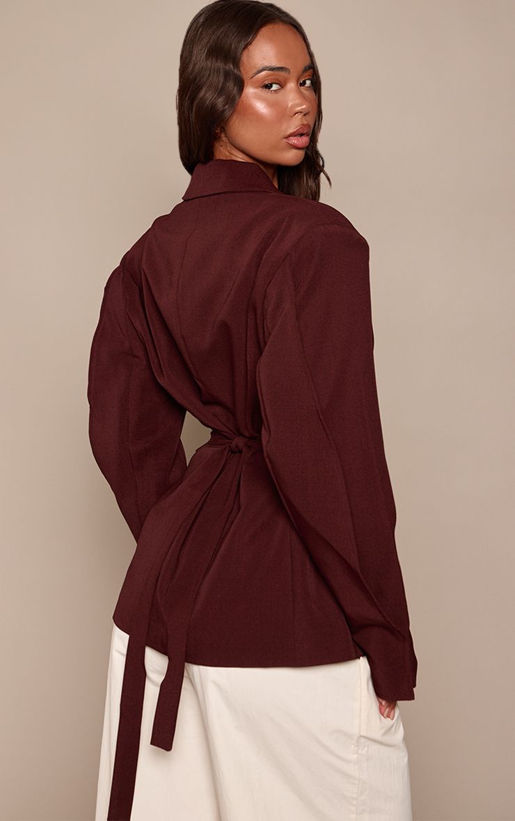 Plum Wrap Detail Blazer | PrettyLittleThing Australia - Image 2