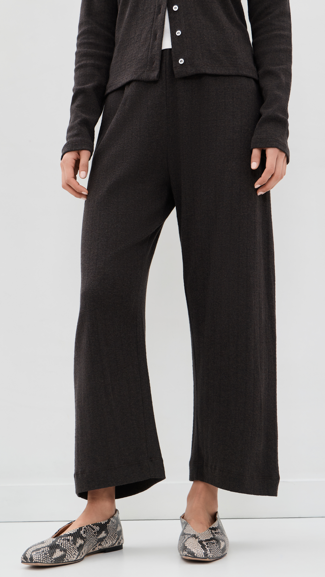 Leset Pointelle Crop Wide Leg Pants