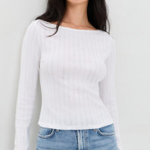 Leset Pointelle Long Sleeve Bateau Top Pointelle Long Sleeve Bateau Top