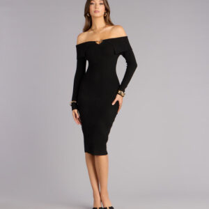Windsor Polished Curves Off-Shoulder Knit Midi Dress Polished Curves Off-Shoulder Knit Midi Dress