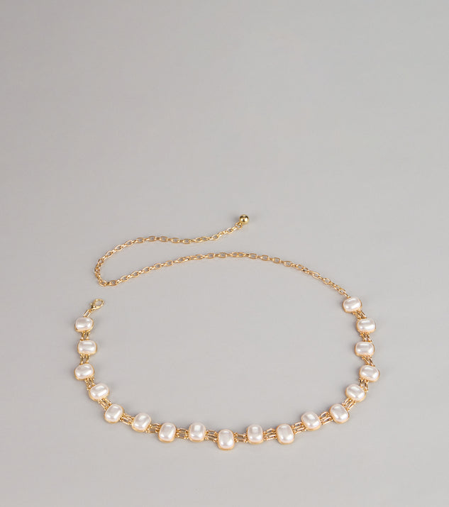 Windsor Polished Details Pearl Chain Belt