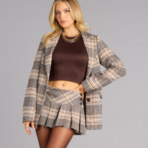 Windsor Polished Edit Plaid Pleated Mini Skort Polished Edit Plaid Pleated Mini Skort
