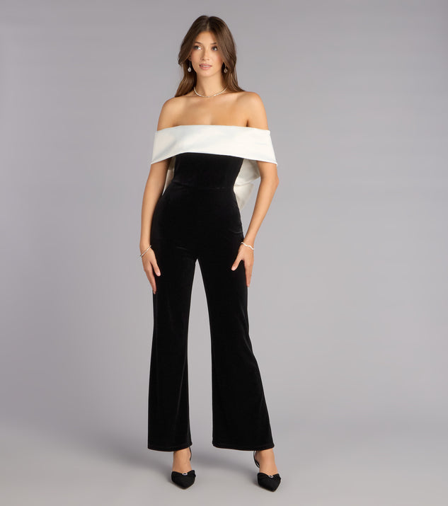 Windsor Polished Luxe Bow-Back Velvet Jumpsuit