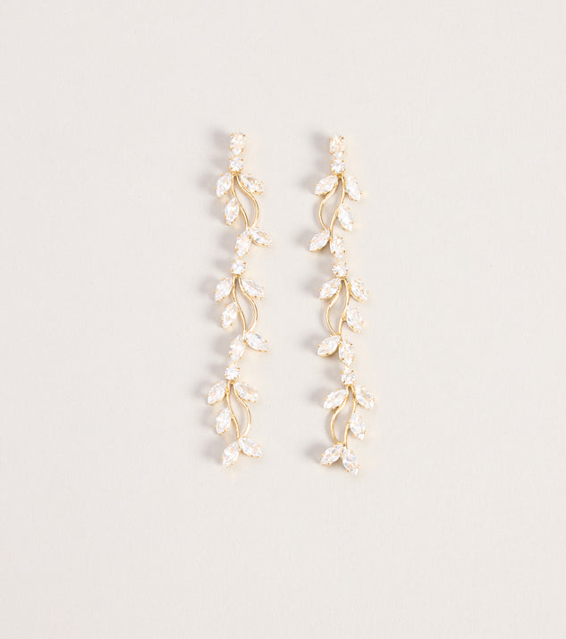 Windsor Polished Poise Cubic Zirconia Leaf Drop Earrings