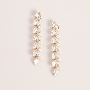 Polished RSVP Rhinestone Leaf Drop Earrings