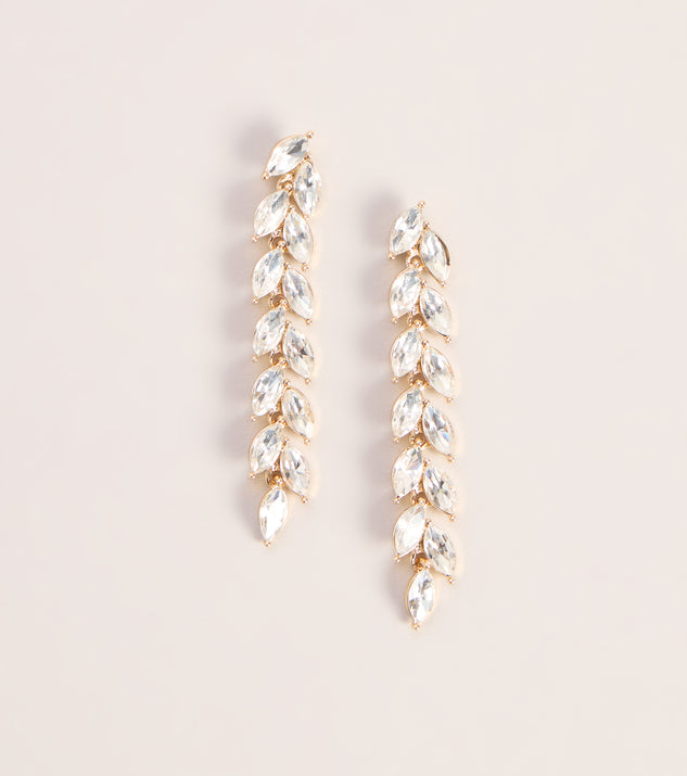Windsor Polished RSVP Rhinestone Leaf Drop Earrings