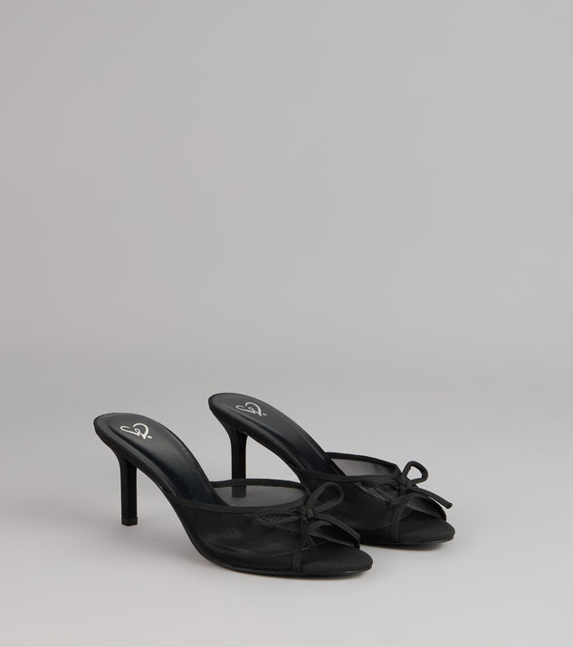 Windsor Polished Sweet Bow Detail Mesh Mule Heels