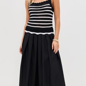 Madewell Poplin Crocheted Knit Midi Dress