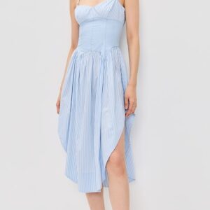 Fleur du Mal Poplin Cupped Midi Dress