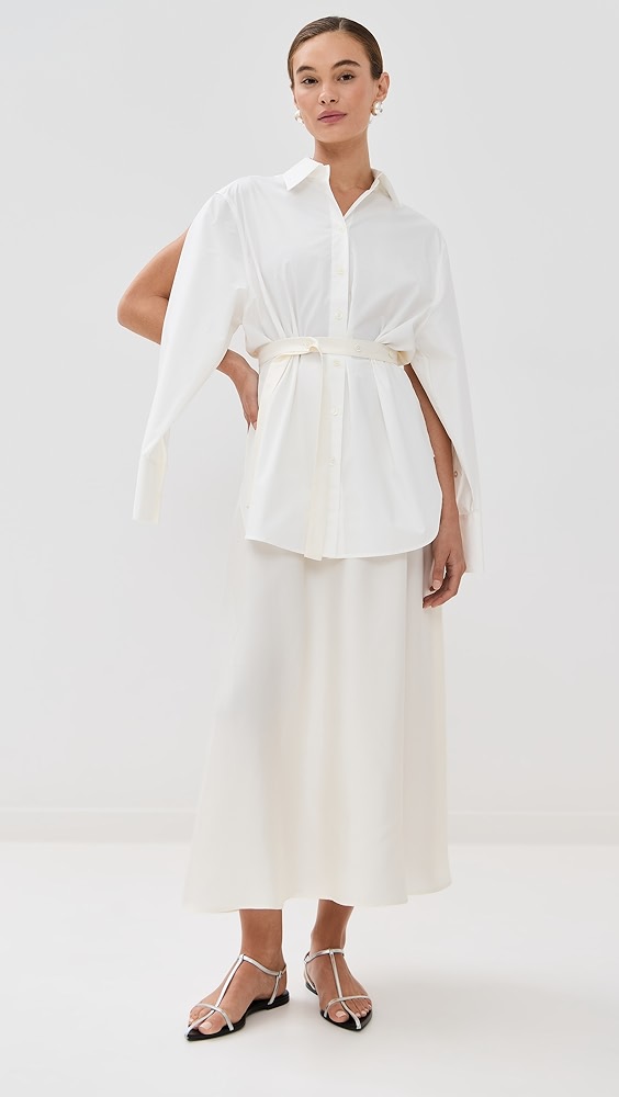 Róhe Poplin Silk Combined Gilet Dress