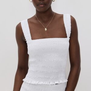 Madewell Poplin Smocked Tank