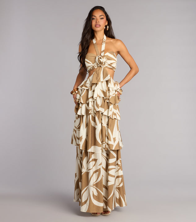 Windsor Postcard Pretty Halter Cutout Maxi Dress