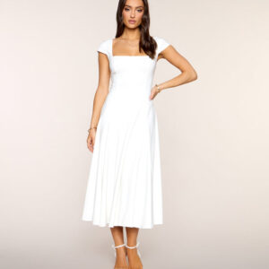 Pretty And Polished Lace-Up A-Line Midi Dress
