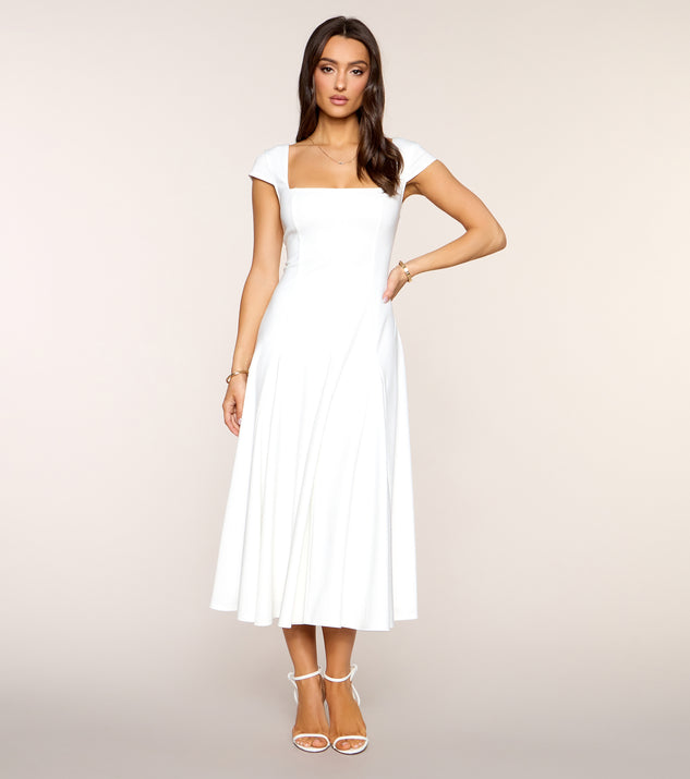 Windsor Pretty And Polished Lace-Up A-Line Midi Dress
