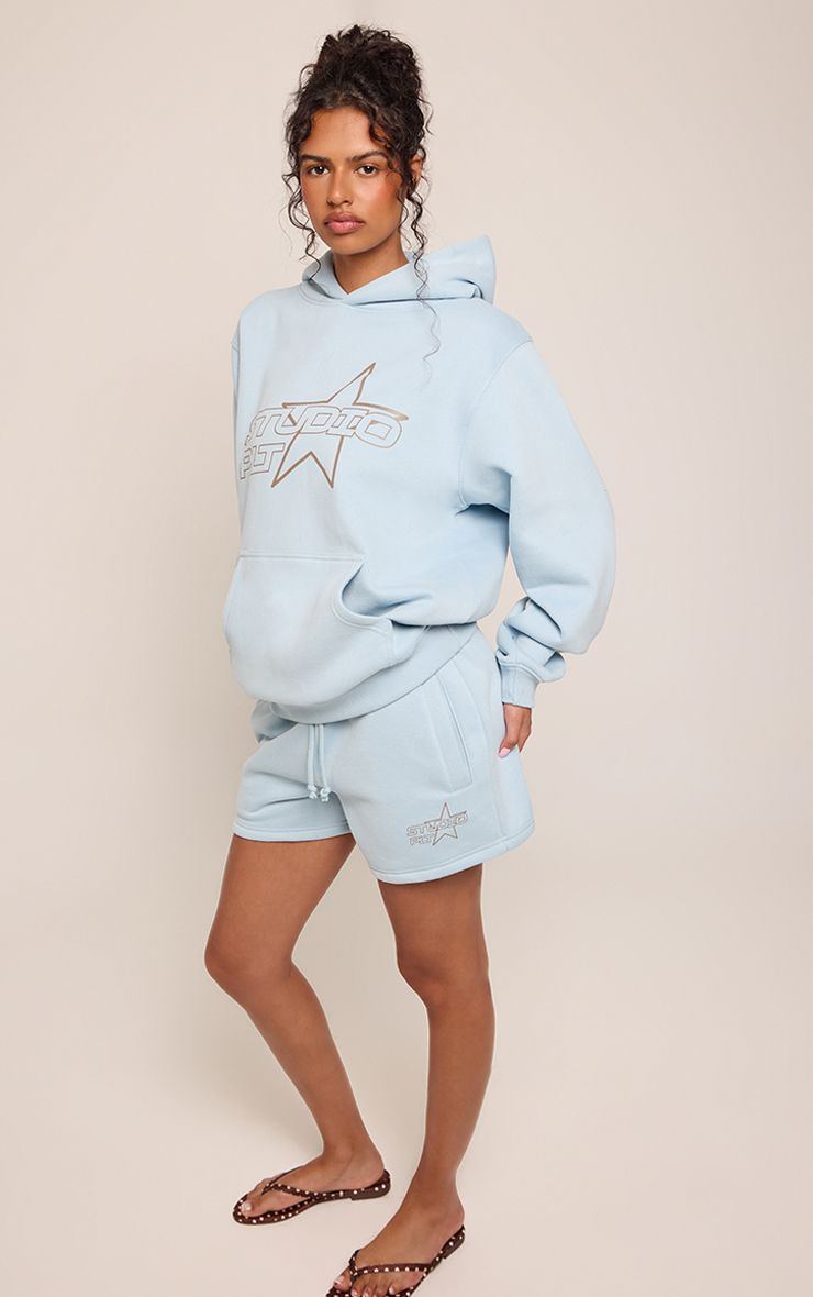 PrettyLittleThing Blue Studio Print Sweat Shorts - Image 2