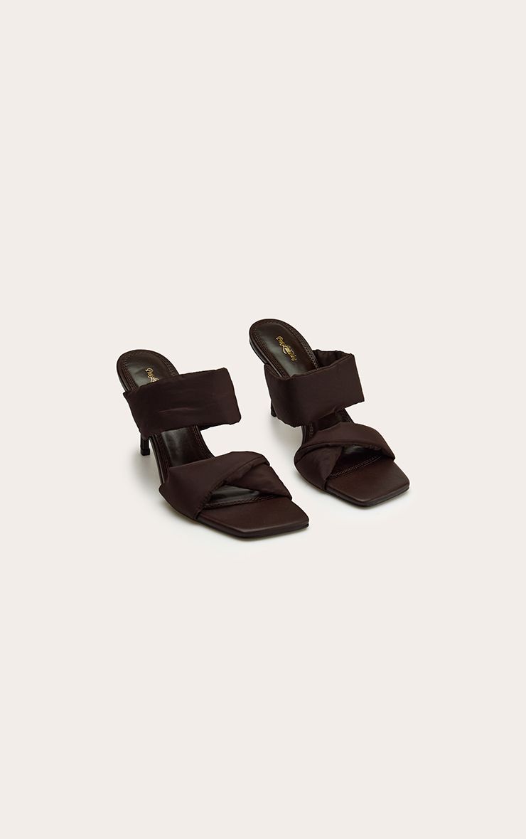 PrettyLittleThing Chocolate Neoprene Padded Heeled Mules - Image 3