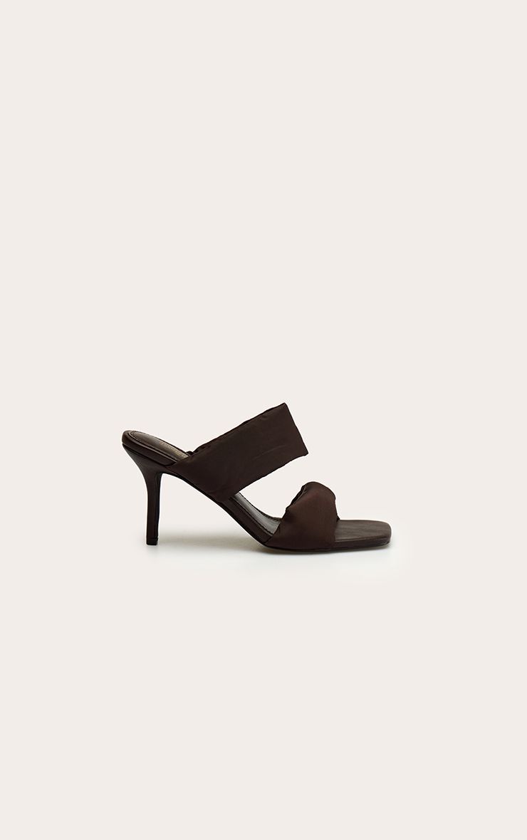 PrettyLittleThing Chocolate Neoprene Padded Heeled Mules - Image 2