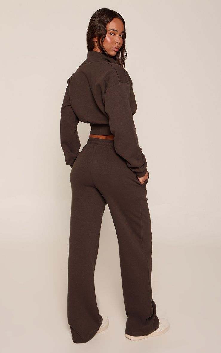 PrettyLittleThing Chocolate PLT Straight Leg Joggers - Image 2