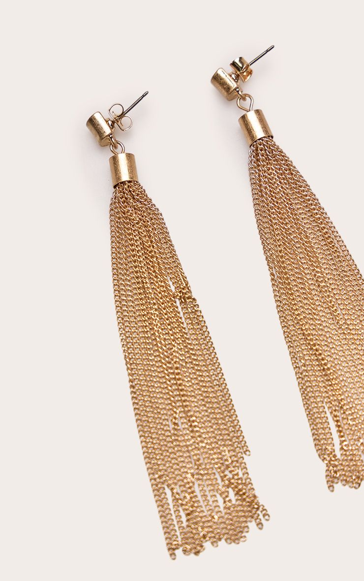PrettyLittleThing Gold Fine Chain Drape Earrings - Image 3