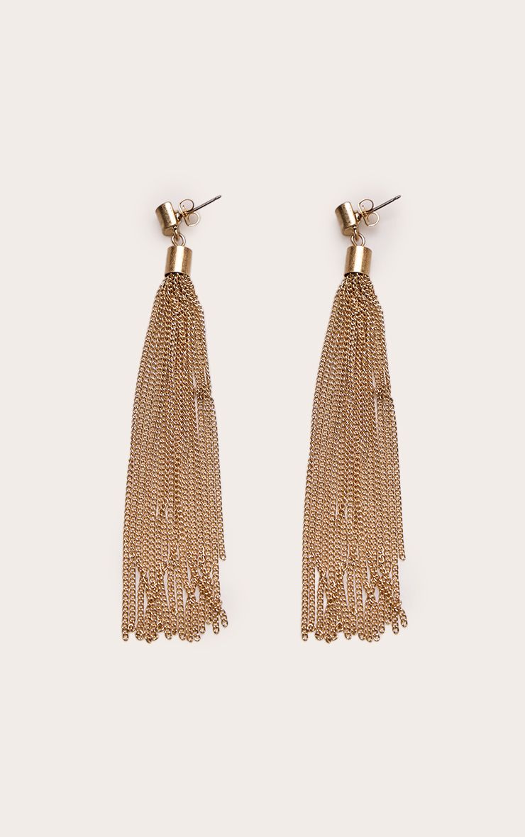 PrettyLittleThing Gold Fine Chain Drape Earrings - Image 2