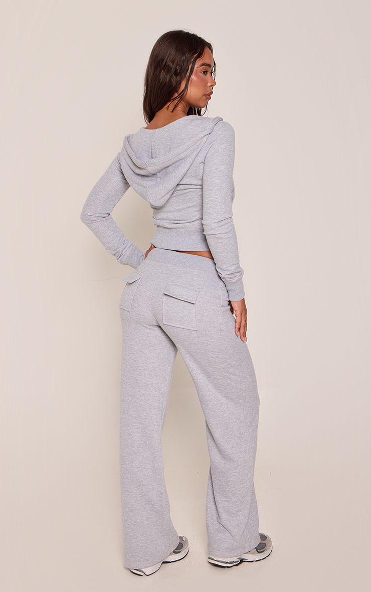 PrettyLittleThing Grey Marl Low Rise Fitted Joggers - Image 3