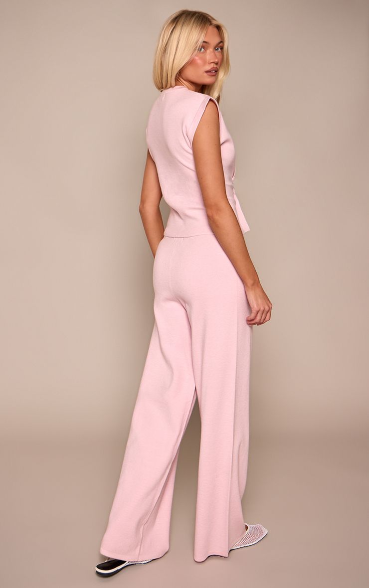PrettyLittleThing Pink Knitted Drawstring Trousers - Image 3