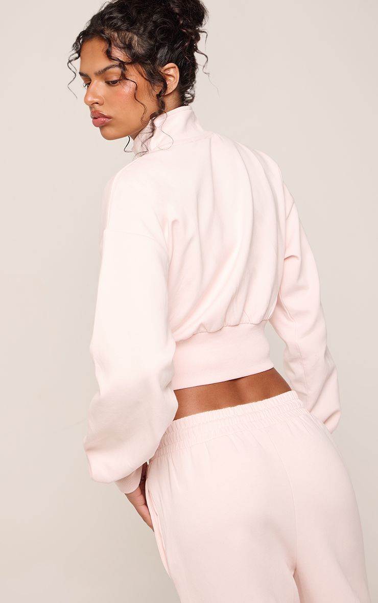 PrettyLittleThing Pink PLT Cropped Funnel Neck Zip Up Jacket - Image 2
