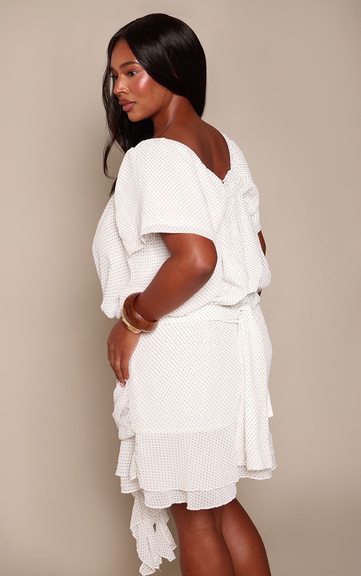 PrettyLittleThing Plus Polka Dot Corsage Square Neck Mini Dress - Image 2