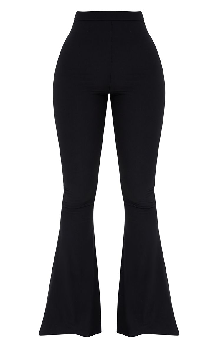PrettyLittleThing Shape Black Slinky Flared Leg Trousers - Image 3