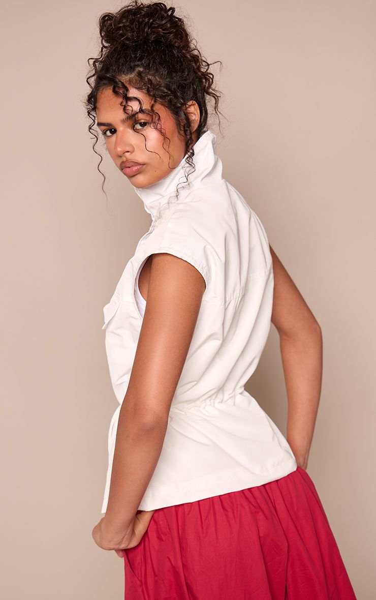 PrettyLittleThing White Funnel Neck Cinch Gilet - Image 2