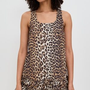 GANNI Printed Cotton Poplin Mini Dress