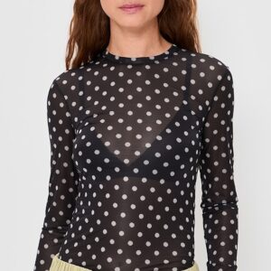 GANNI Printed Sheer Jersey Long Sleeve Printed Sheer Jersey Long Sleeve