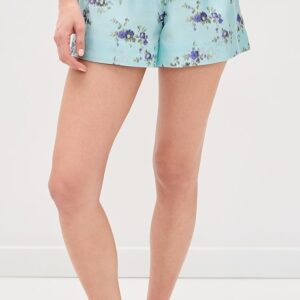 Printed Silk Twill Elasticated Shorts