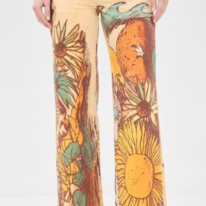 Printed Straight Leg Jeans