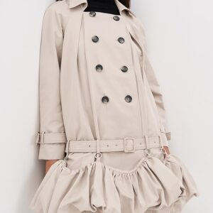 Puff Hem Trench Dress