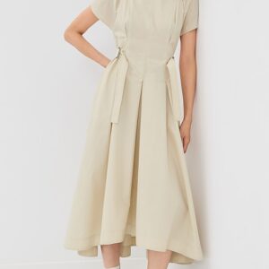 Puff Sleeve Poplin Flare Dress